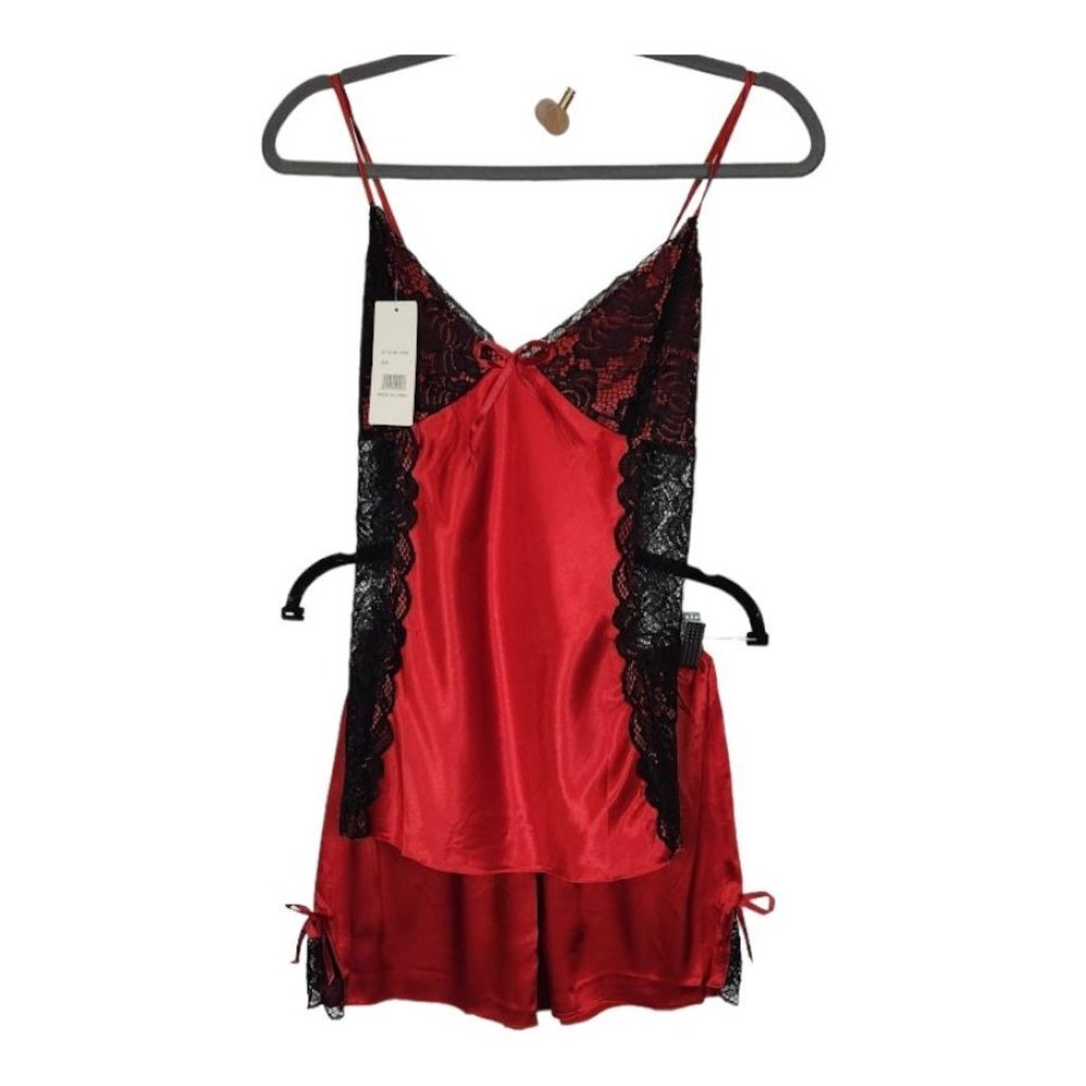 NWT Midnight Coco Red Satin Sleep Shorts Set Size‎ Large